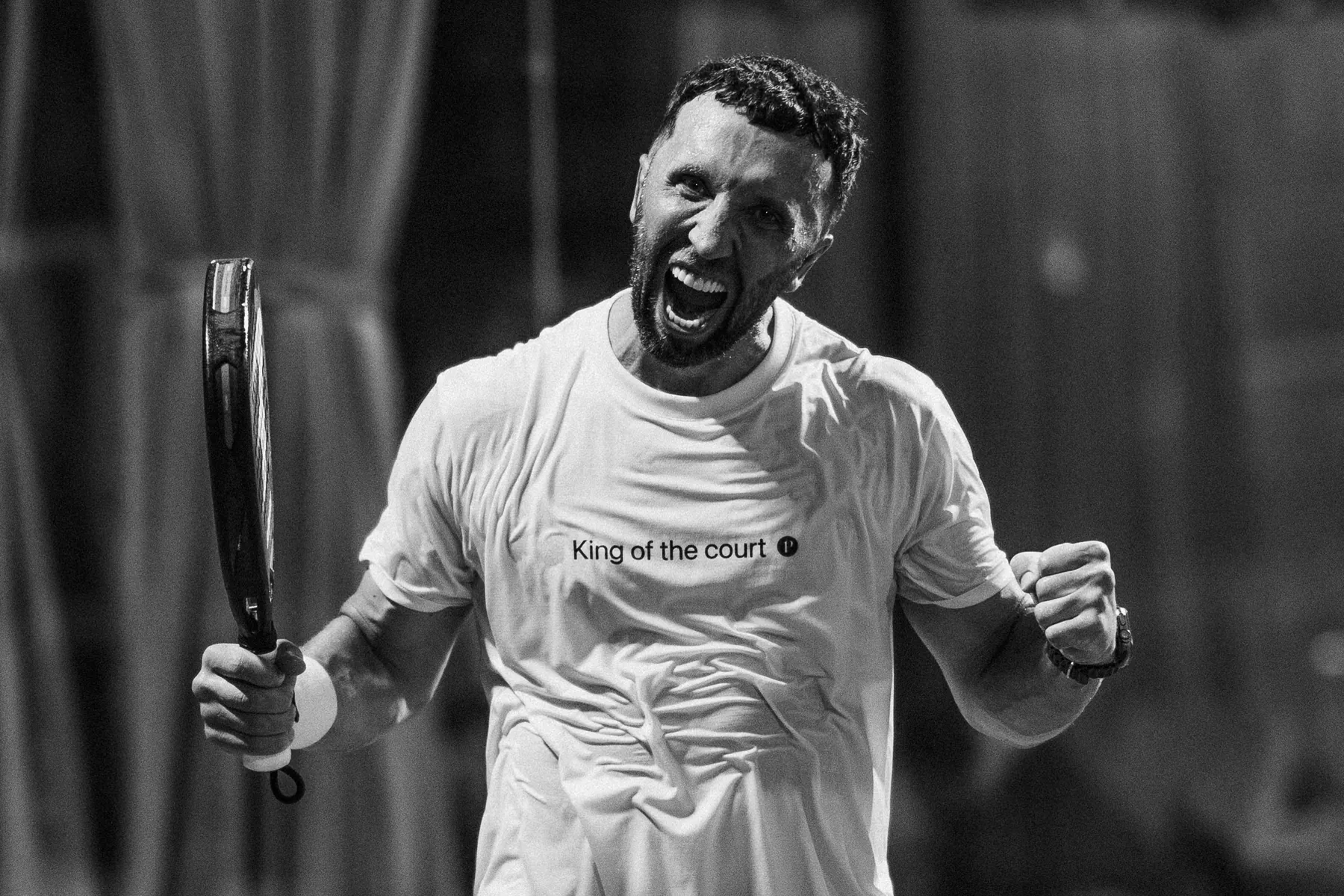 A player celebrating after a point